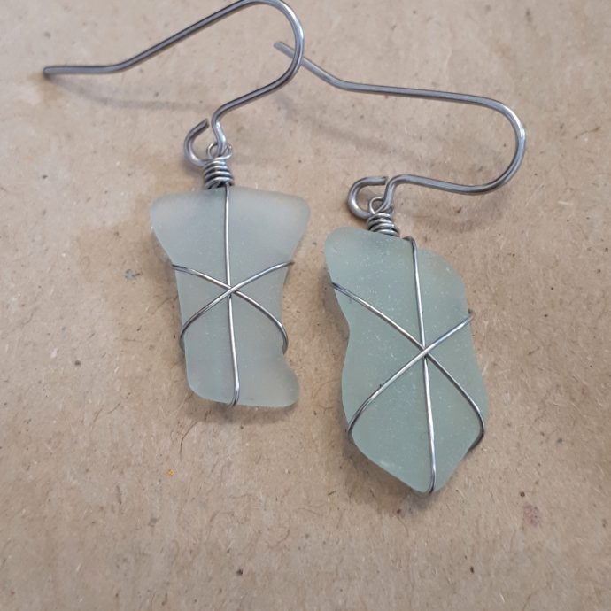 Clear Seaglass Earrings