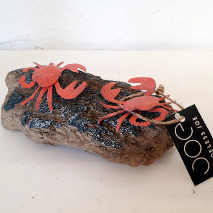 Duelling crabs on log